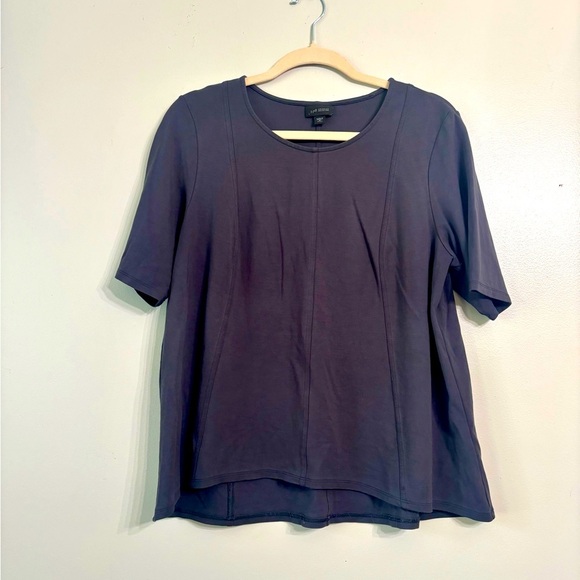 J Jill Wearever Shirt Top dark Gray short Sleeve Pullover Stretch pointe - Picture 1 of 5
